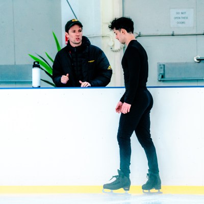 a person that is standing in the snow