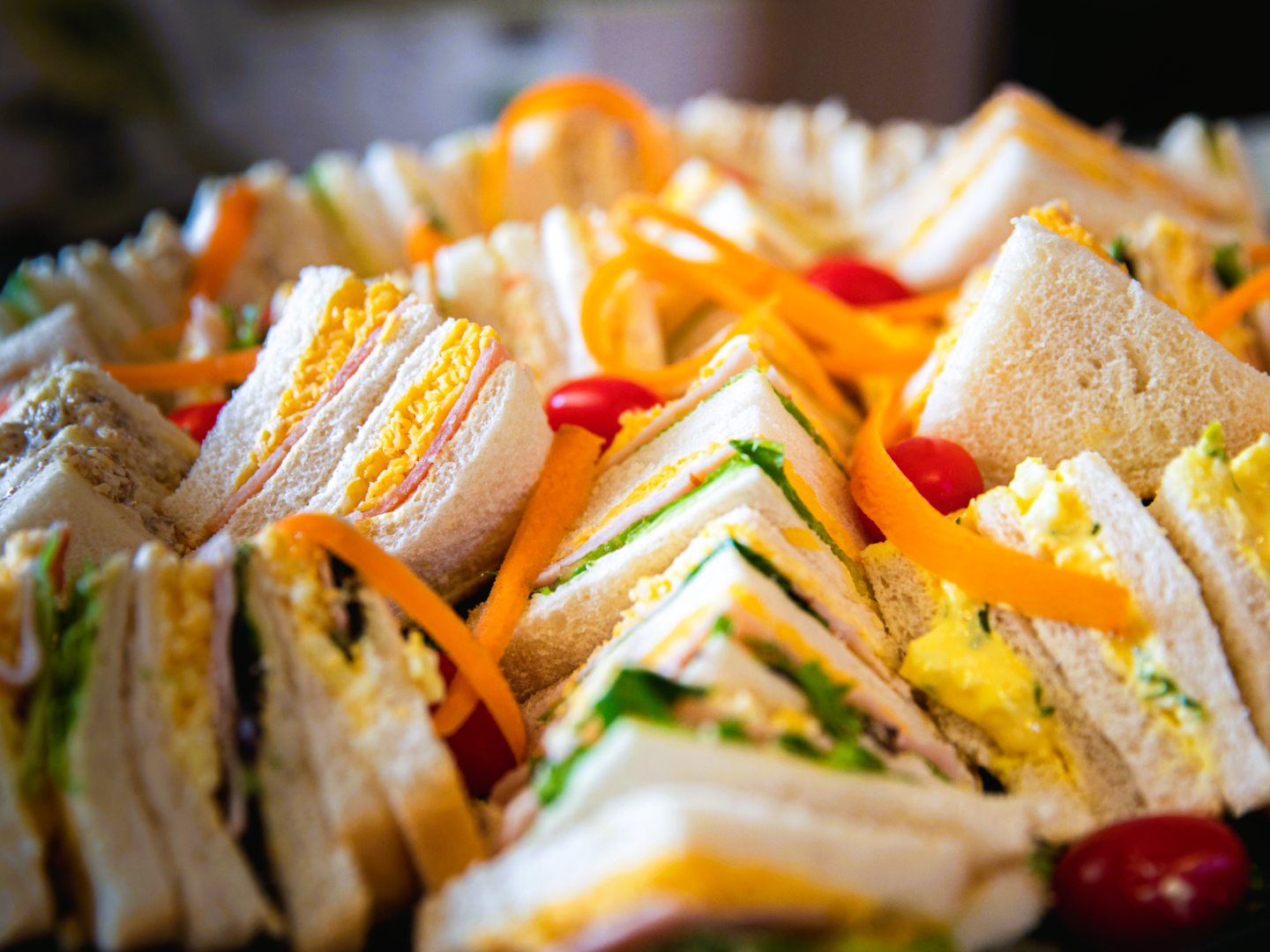 a close up of many different types of food